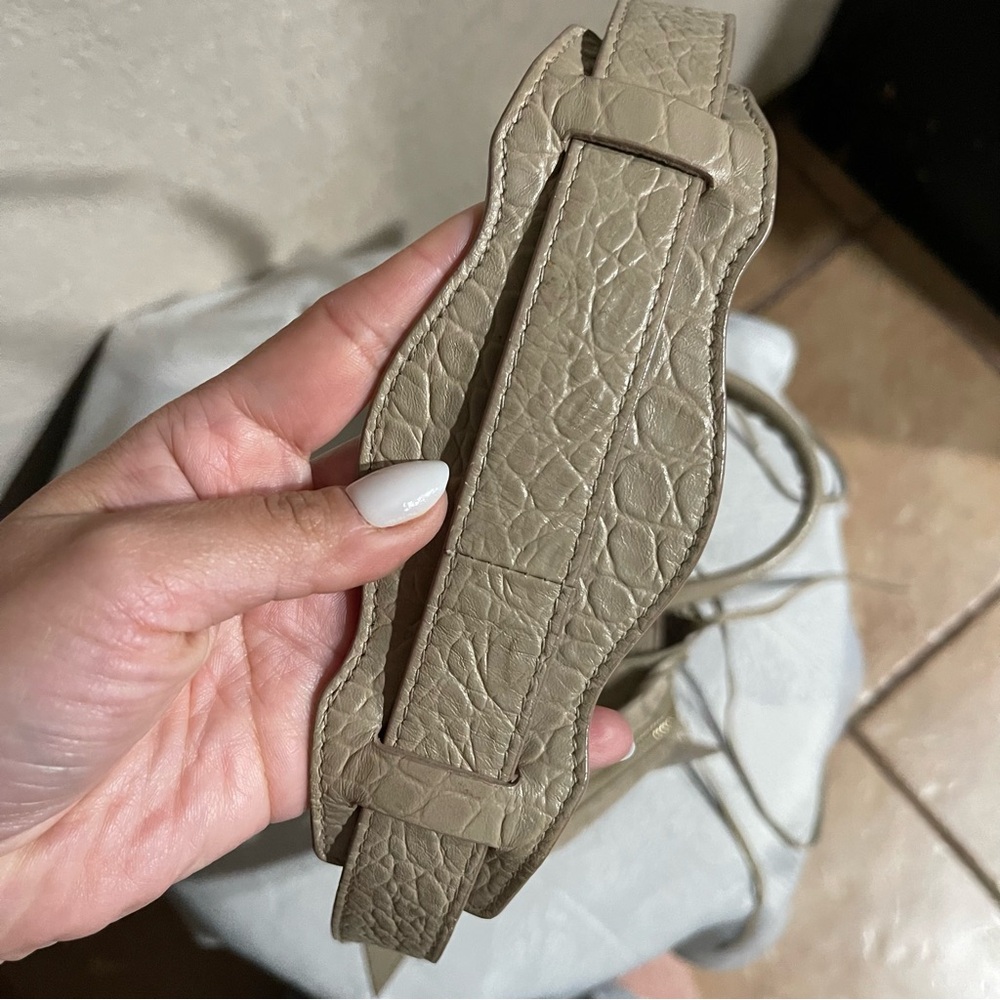 BALENCIAGA | Calfskin Crocodile Embossed Gold Hardware Mini City Beige Latte - Picture 6 of 15
